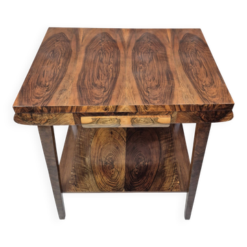 Exceptional Art Deco Flame Walnut Occasional Side Table - 1930s