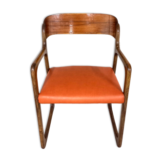 Fauteuil traîneau vintage de marque Baumann années 70