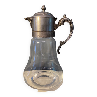 Carafe pichet verre et métal argenté