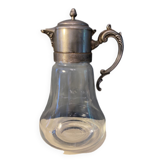 Glass and silver metal pitcher carafe