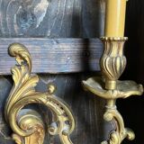Pair of vintage gilded bronze wall lights