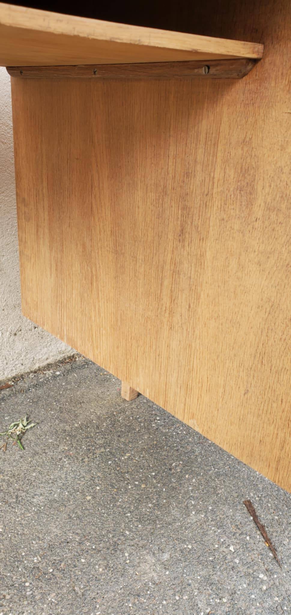 Raw wood pedestal desk, 1940-1950
