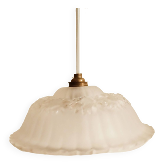 Chandelier suspension, vintage frosted glass light fixture, French vintage