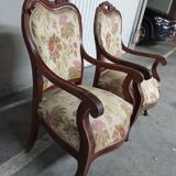 Antique Louis Philippe mahogany armchairs, set of 2