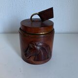 Vintage cigarette holder 1960 Longchamp leather horse - 11 x 10 cm