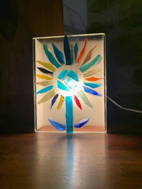 70s glass paste wall lamp