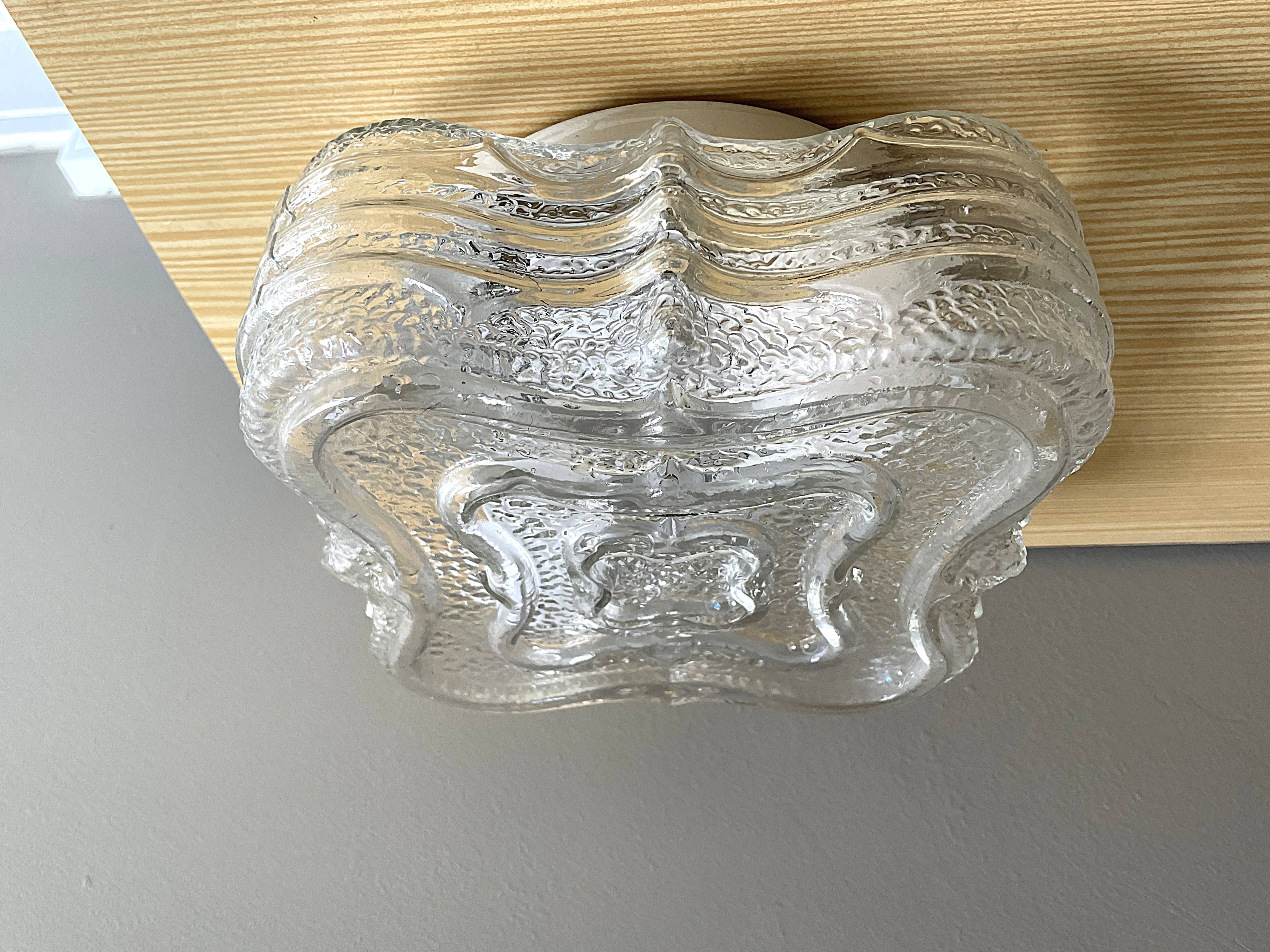 Square glass flush mounted ceiling or wall lamp