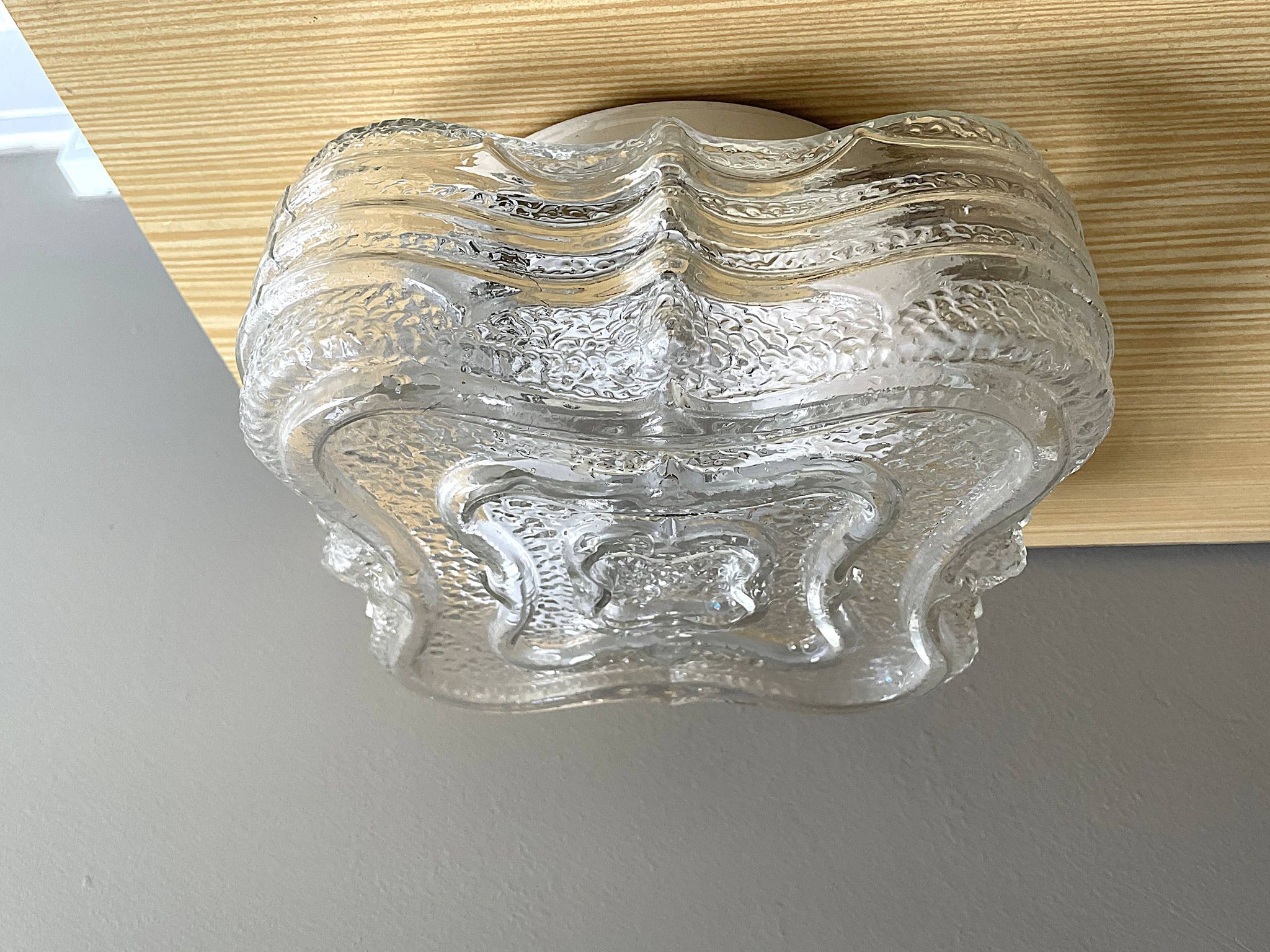 Square glass flush mounted ceiling or wall lamp