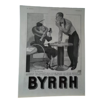 Byrrh aperitif advertisement issue period review with lamination (brilliant)