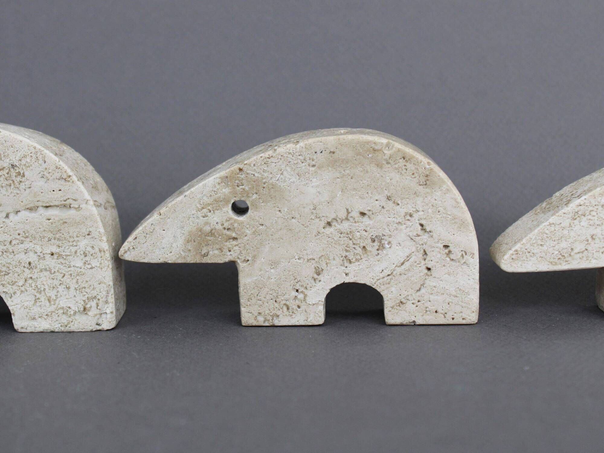 Set of 4 travertine anteaters Fratelli Mannelli vintage 70s