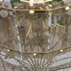70s designer chandelier with smoked glass plates and gold metal frame