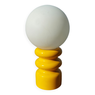 Yellow wooden lamp 70s