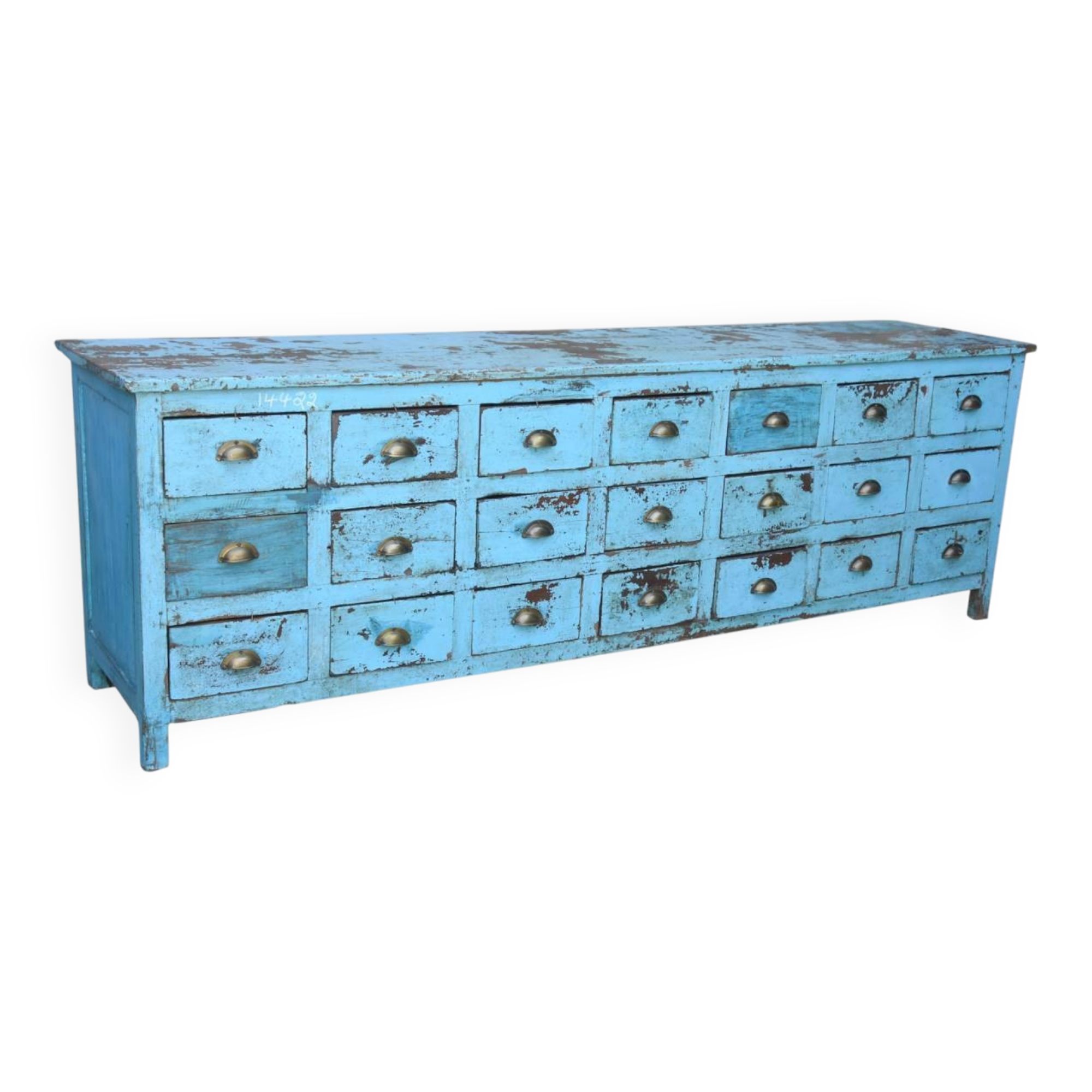 Indian craft furniture in blue lacquered teak