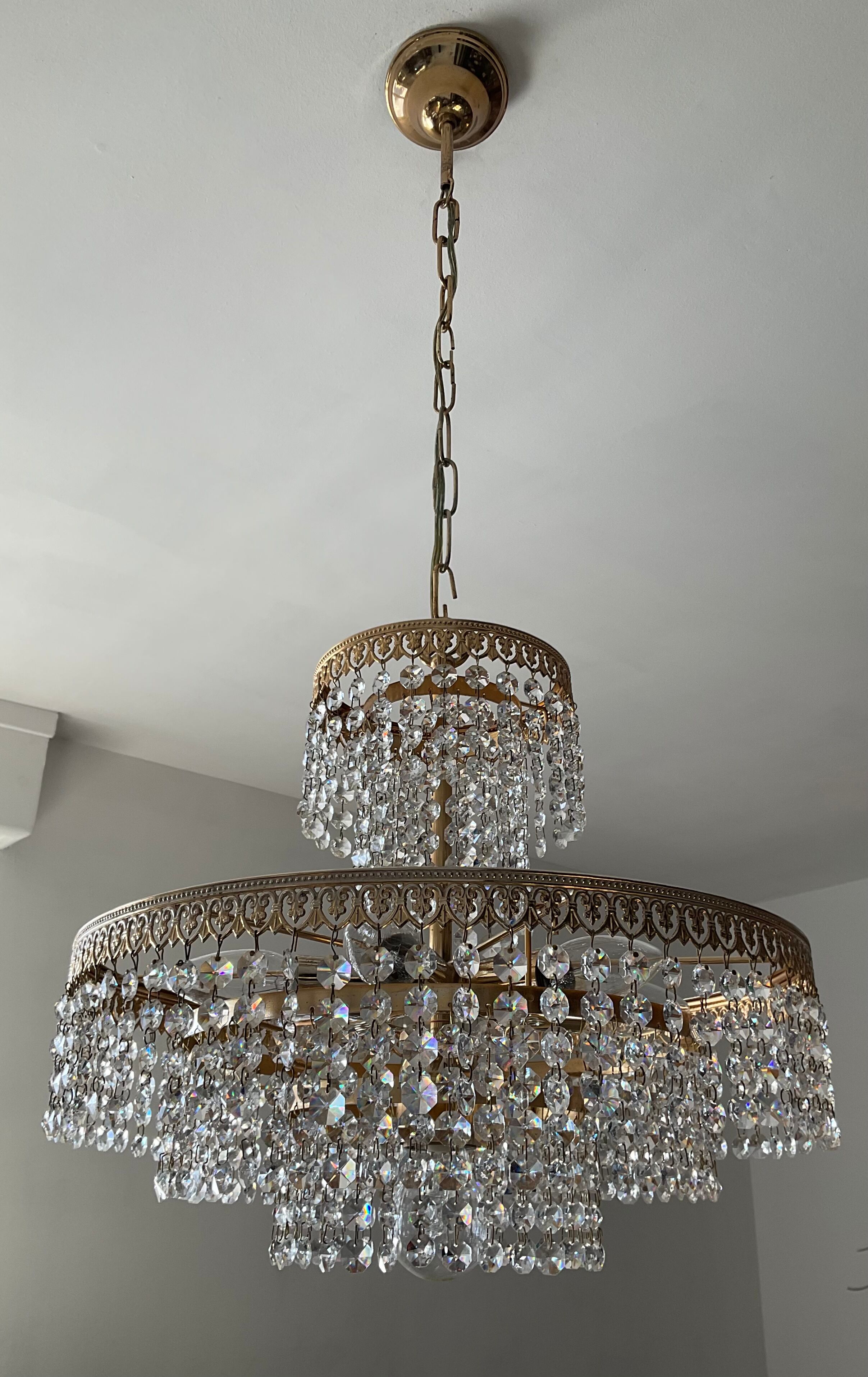 Crystal grapevine waterfall chandelier