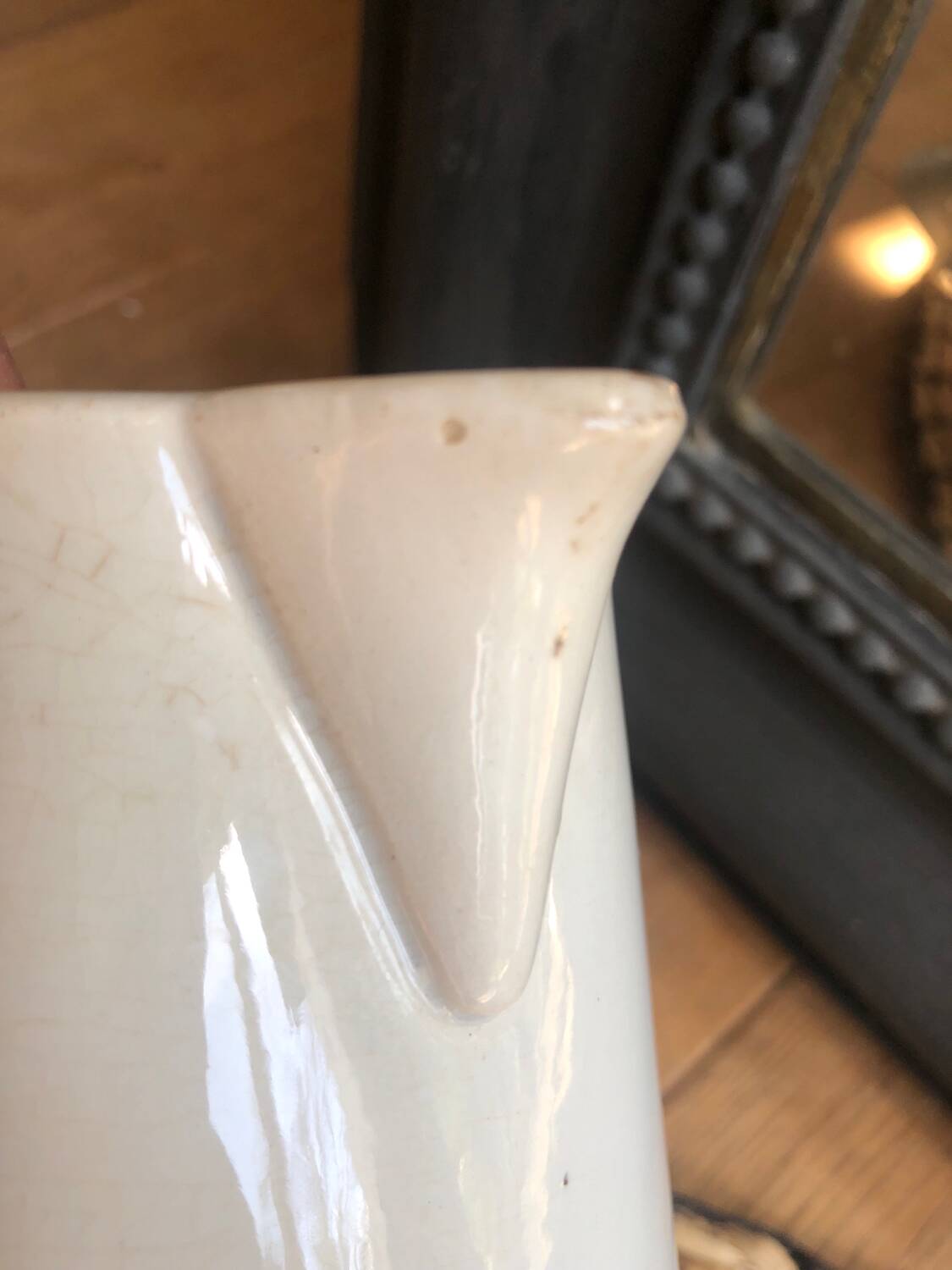 Old Digoin and Sarreguemines shabby white jug