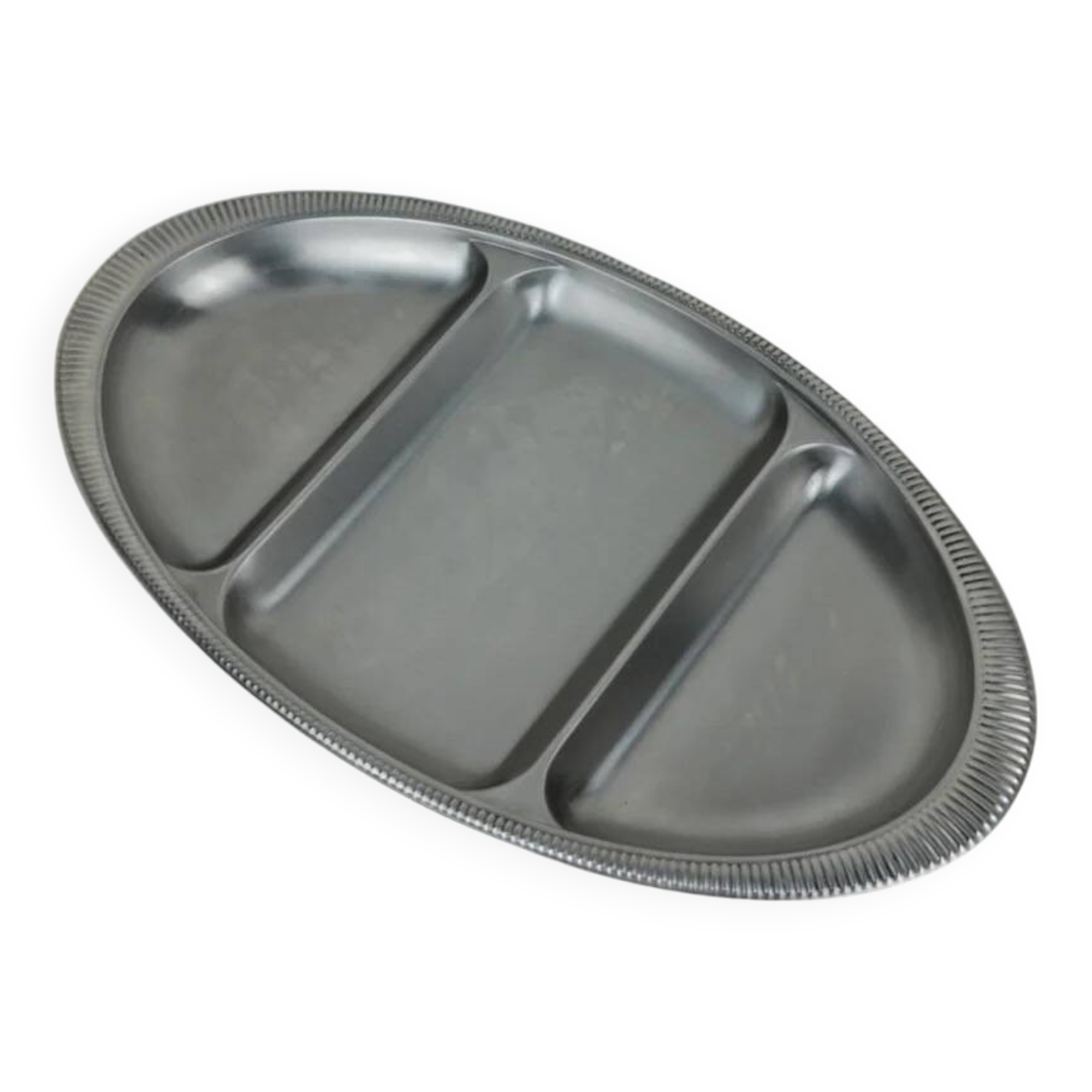serviteur ovale en inox contour travaillé