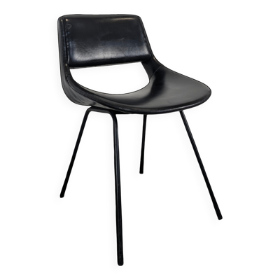 Chaise de Louis Paolozzi pour Zol en skaï noir, années 50
