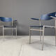 Minimalist metal and plywood stackable armchairs by Gijs Van Der Sluis