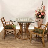 Roche Bobois table in glass and bamboo from the 1970s.