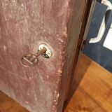 Antique wooden suitcase with lock and key