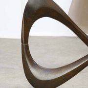 Italian Organic "Snake" Wooden and Smoked Glass Coffee Table, 1960s