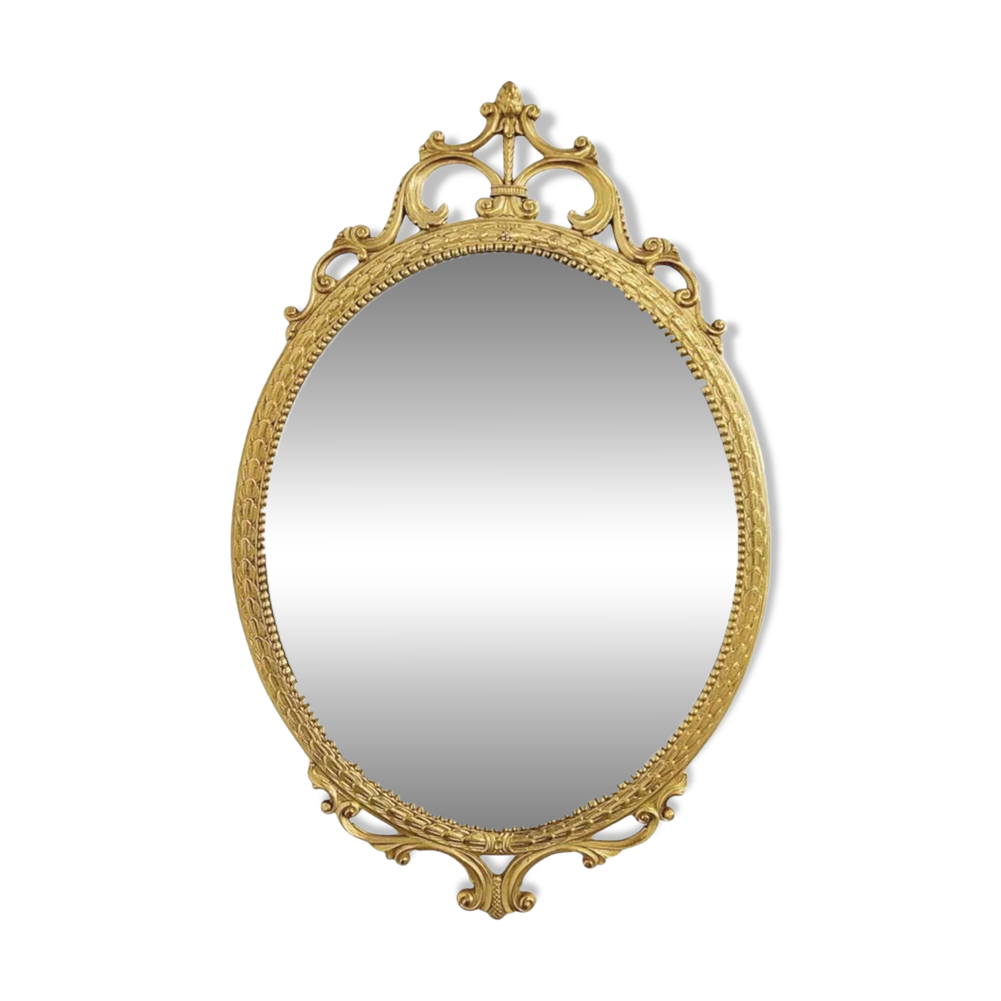 Italian oval brass medallion mirror