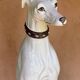 Large white glazed ceramic greyhound – signed – 92 cm