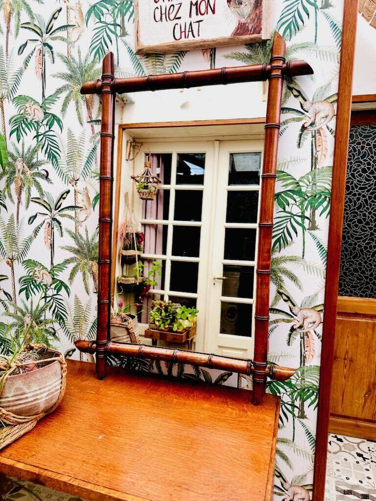 Vintage bamboo mirror