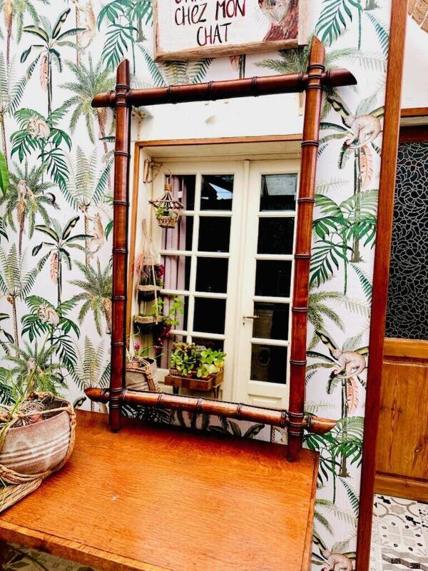 Miroir bambou vintage