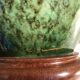 Ancient painted pottery Drimmer + wood + shade vintage pedestal vase lamp