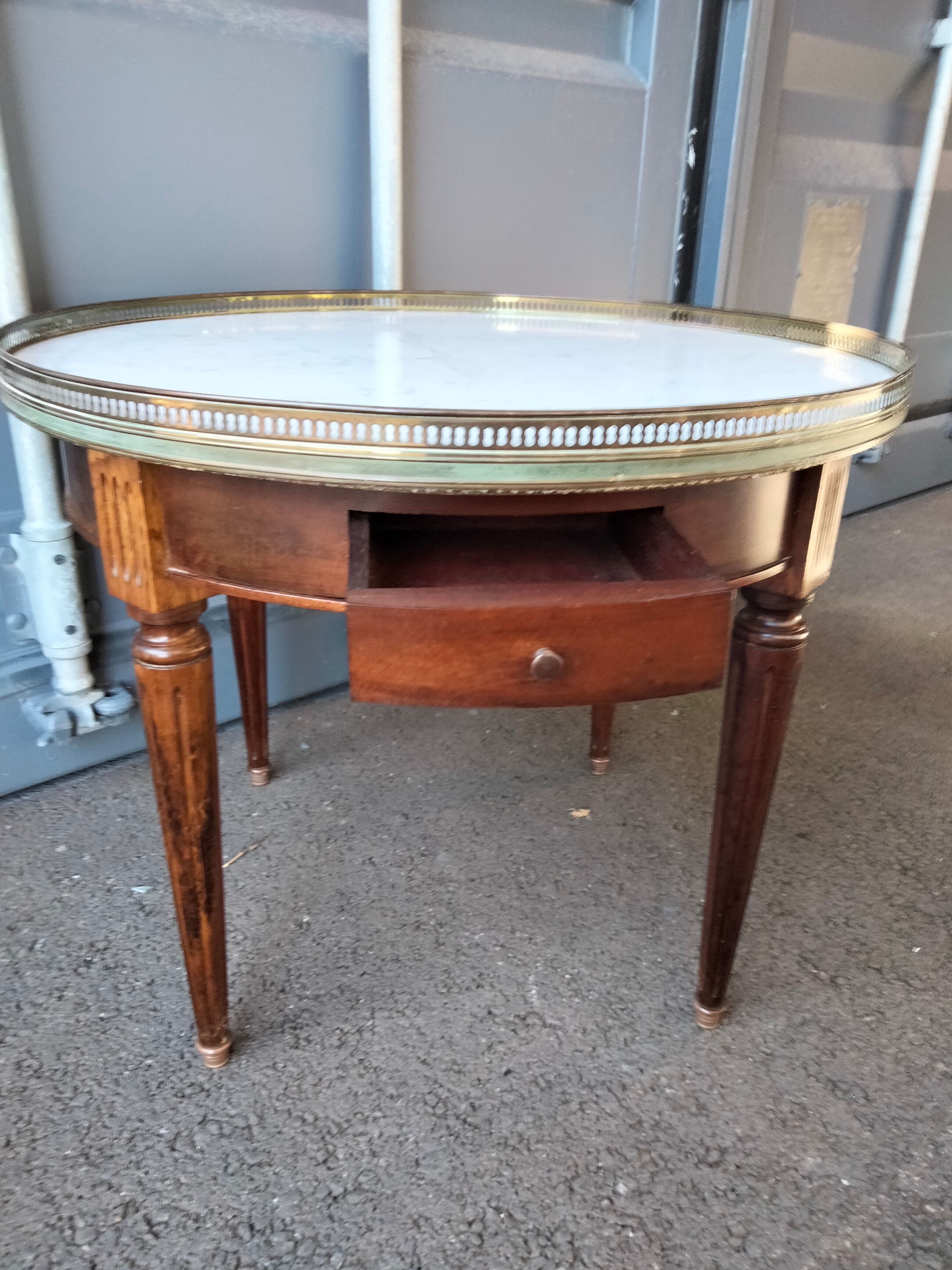 Coffee table hot water bottle old marble top Louis xvi style