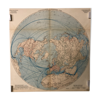 Mappemonde carte ancienne communication dans l’hémisphère nord