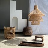 Rattan pendant lamp or light in the shape of an Asian lantern
