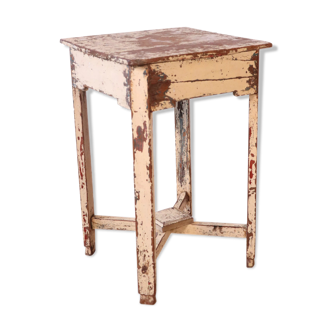 Old Burmese teak pedestal table original ecru patina