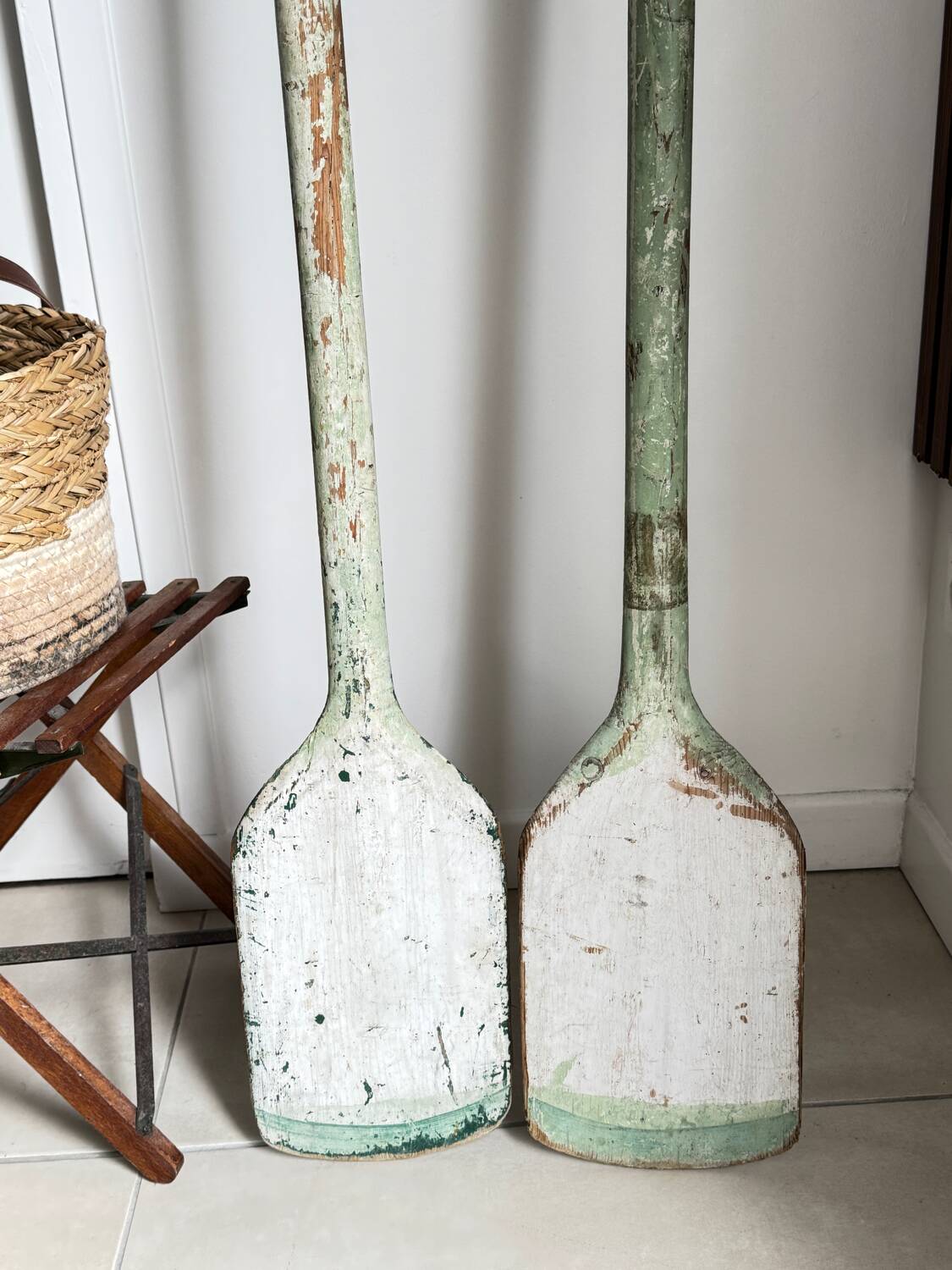 Ancien lot de trois rames en bois vintage