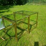 Coffee table, brass and glass