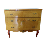 Vintage Louis XV style chest of drawers in citron wood veneer