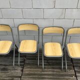 School chair child light wood grey (x4)