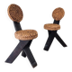 Mediterranean Tripod Side Chairs by Audoux Minet, France, 1950s, Set of 2
