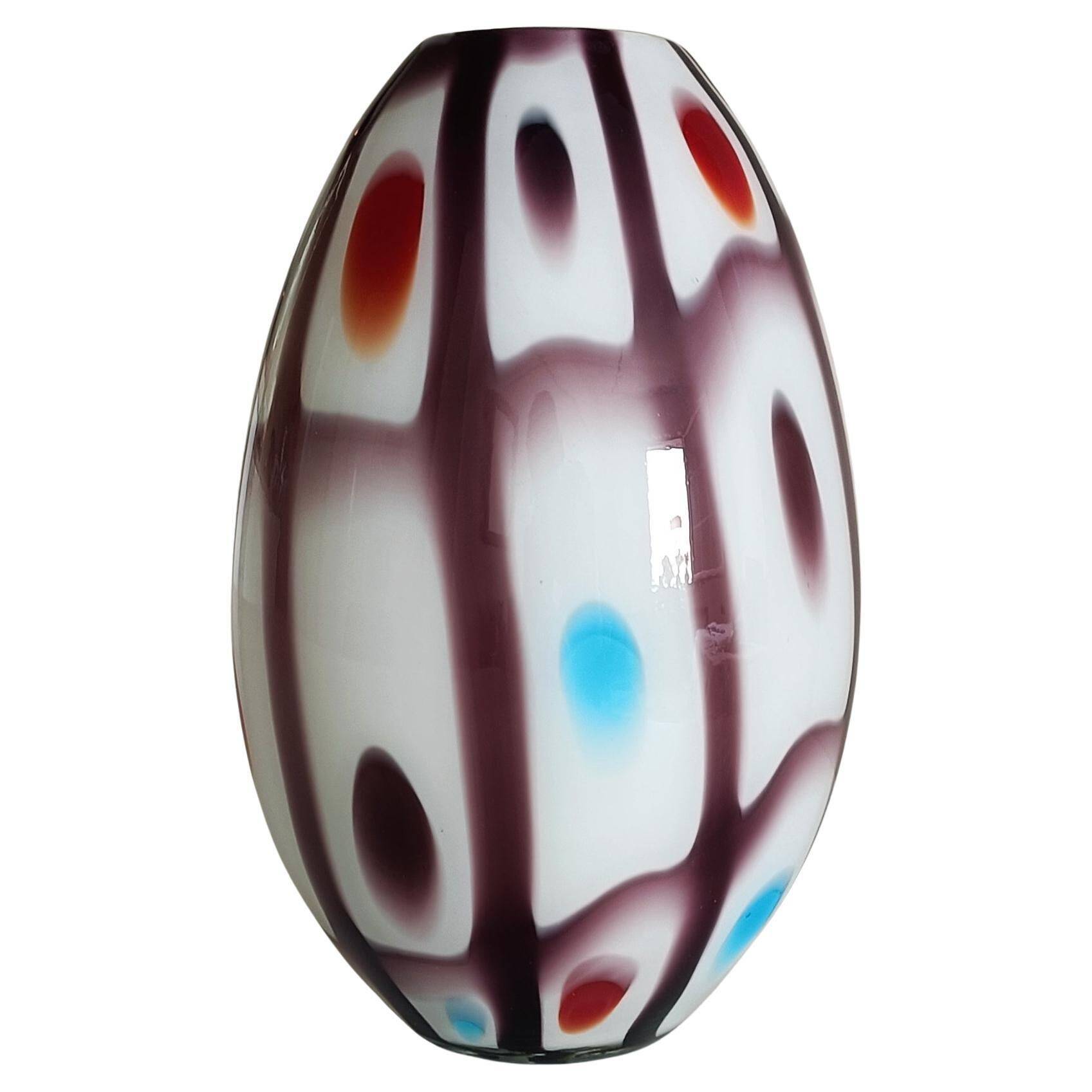 Murano Glass Colorful Ovoid Shaped Vase in The Style of A.Ve.M, Italy, 1960s