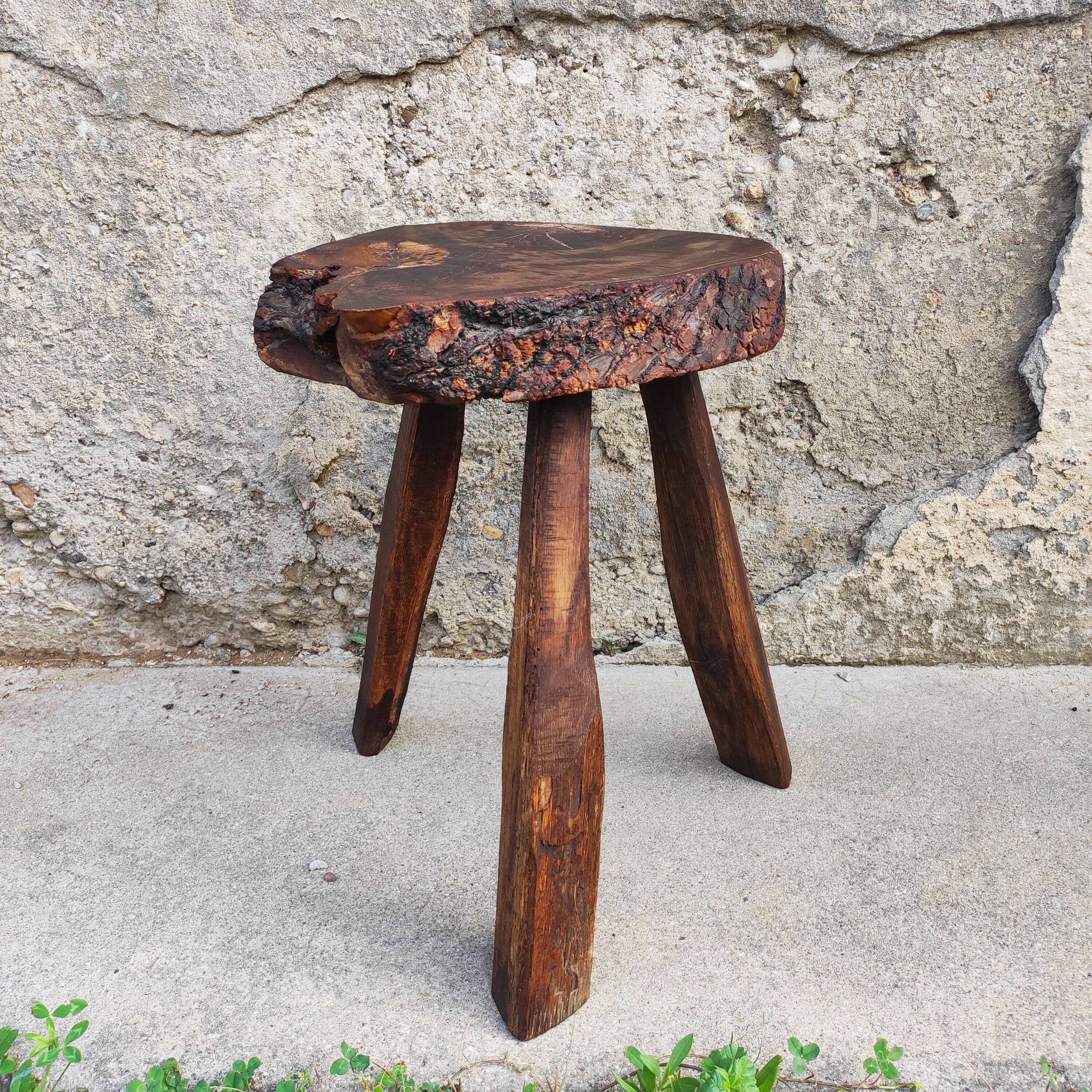 Tabouret brutaliste Art populaire français 1950