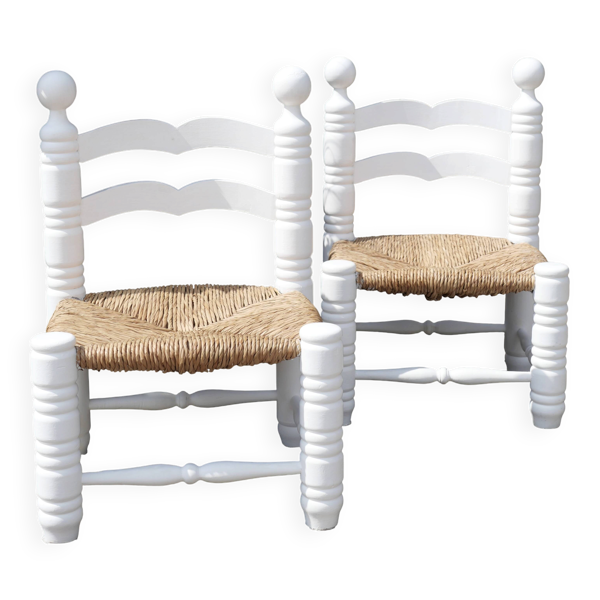 Paire de chaises paillées Charles Dudouyt