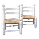 Paire de chaises paillées Charles Dudouyt