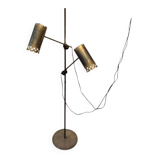 Lampe de sol en cuivre brutaliste par Holm Sørensen, Danemark, années 1960.