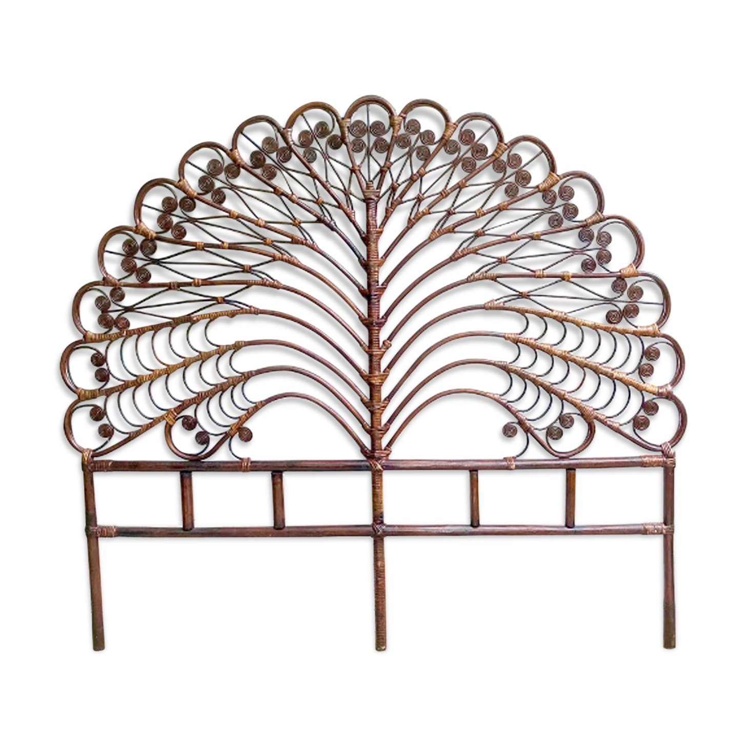 Headboard rattan peacock