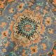 6x9 Vintage Peach Color Blue Medallion Handmade Vintage Rug, 175x290 Cm