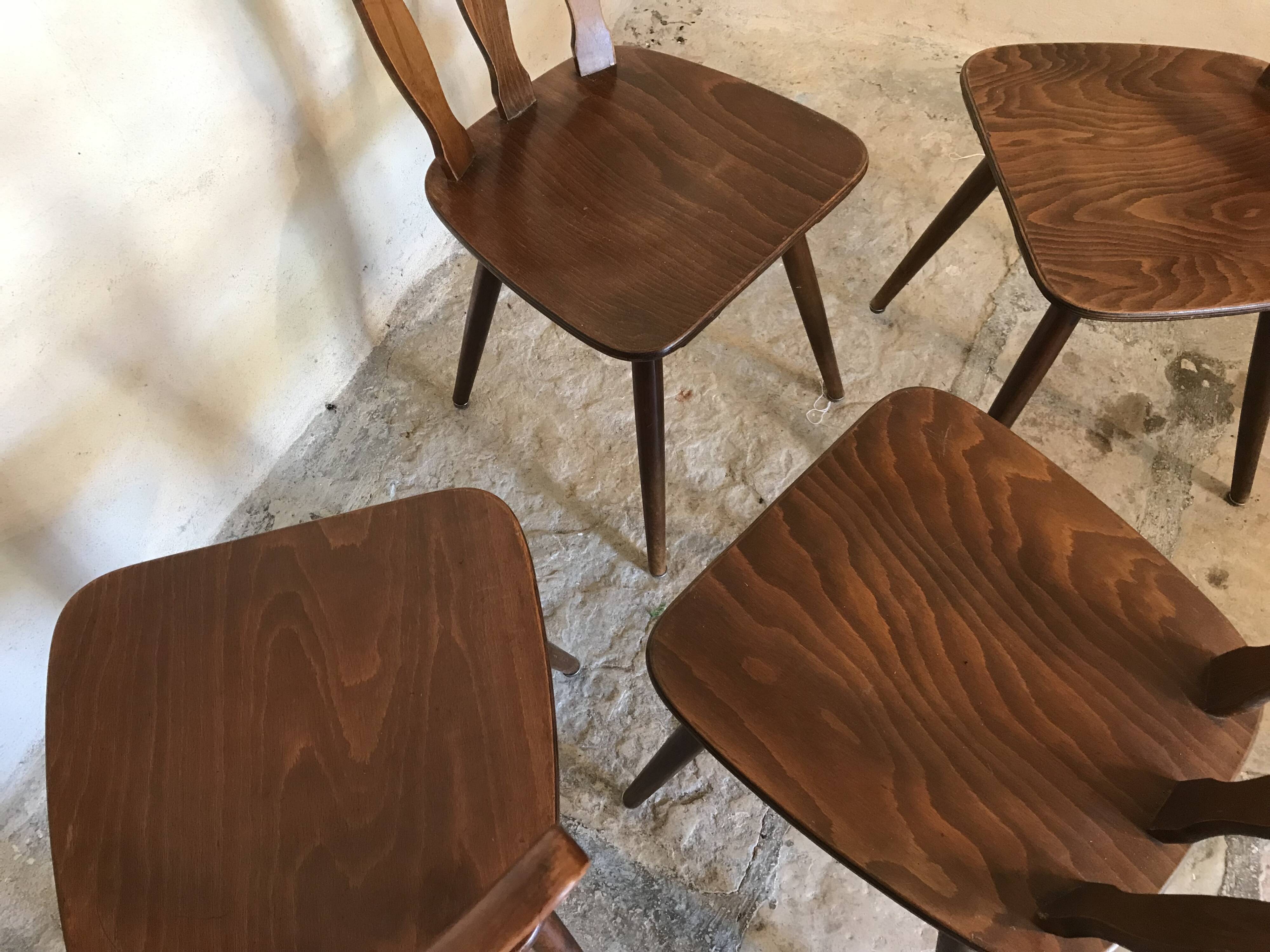 Lot of 20 brasserie-style bistro chairs 1960's