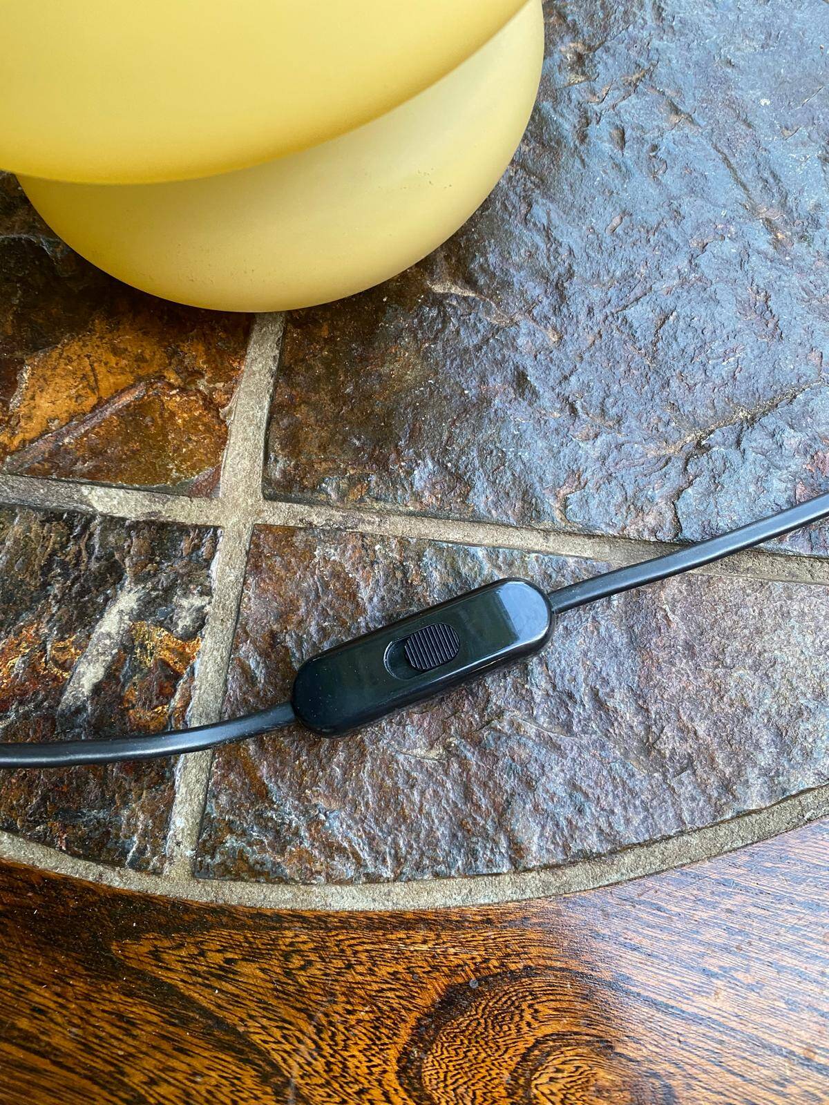 Pair of vintage yellow glass mushroom lamps SCE France