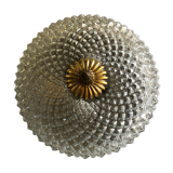 Ceiling lamp brass and glass 1950
