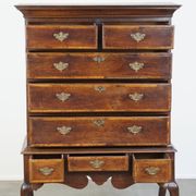 Early 18th century English oak chest on stand/ highboy